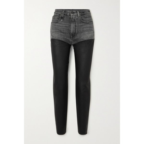 알써틴 Courtney Chaps Denim And Leather Slim-leg Jeans 블랙 46376663162686199