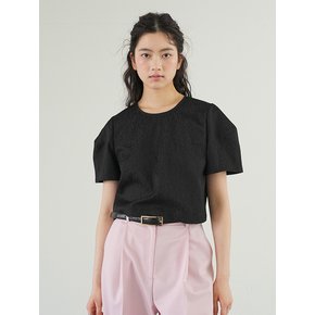 Jacquard crop Blouse _ Black