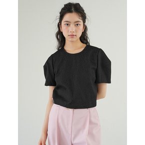 Jacquard crop Blouse _ Black