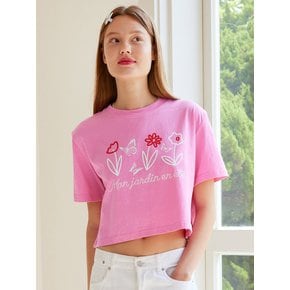 [리퍼브]Semi Crop Flower Tshirt_PK