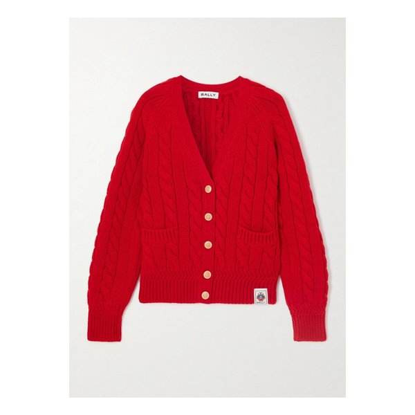 케이블 니트 메리노 울 가디건 레드 46376663162845148