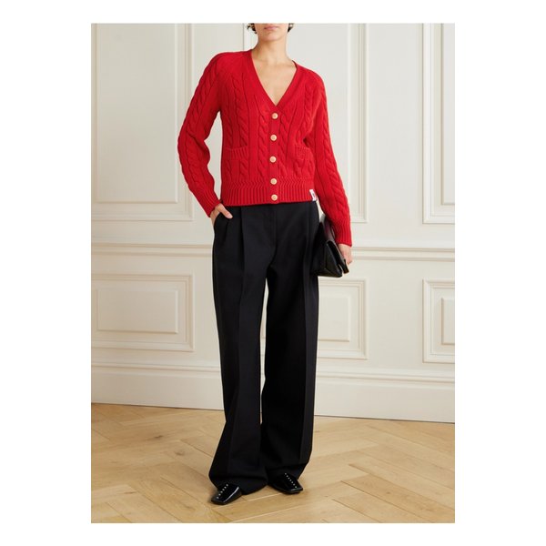 케이블 니트 메리노 울 가디건 레드 46376663162845148