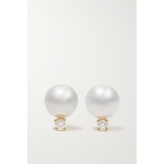 MIKIMOTO 미키모토 18k 골드 진주 다이아몬드 이어링 화이트 1647597288411892