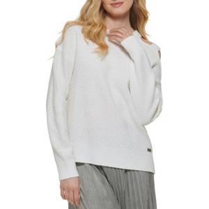 DKNY 4246819 DKNY Womens Cold Shoulder Embellished Pullover Sweater