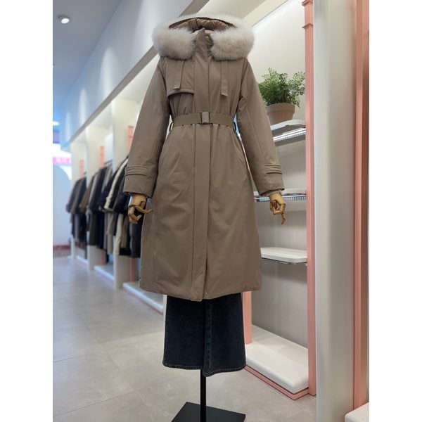 [여주점] 여성 폭스퍼 후드 벨티드 구스다운(ITPCWPD380)