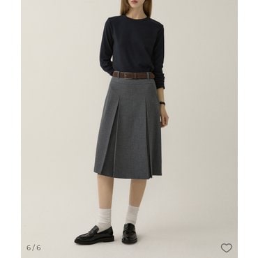 리스트 플리츠 미디 스커트