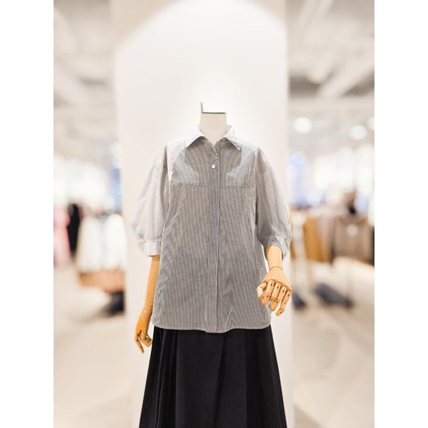 [파주점] [더아이잗컬렉션]쿨터치 진주 버튼 스트라이프 셔츠 CR5A0BL481