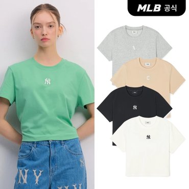 MLB [코리아공식] [MLB] 베이직 스몰로고 크롭 반팔 티셔츠 (5 COLOR)