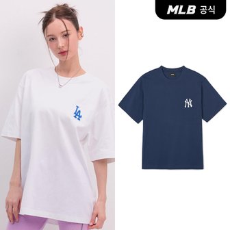 MLB [코리아공식]데님 라이크 모노그램 빅럭스 오버핏 반팔 티셔츠 (2 COLOR)