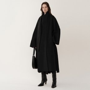 PF23 Draped Scarf Handmade Coat Dark Melange