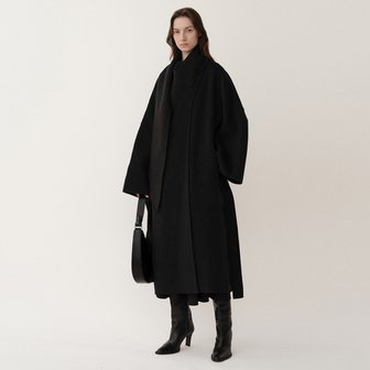 킨더살몬 PF23 Draped Scarf Handmade Coat Dark Melange