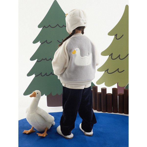 플러피 뽀덕 히트웜 바시티 자켓_MELANGE GRAY