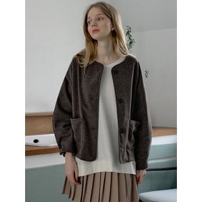 Overfit Round TR Jacket - Brown