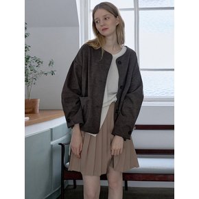 Overfit Round TR Jacket - Brown