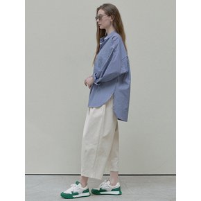 Crop Cotton Banding Pants - oatmeal