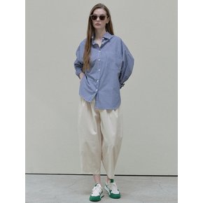 Crop Cotton Banding Pants - oatmeal