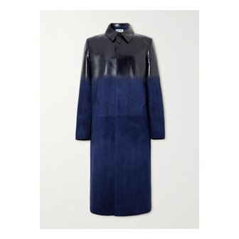 로에베 텍스처 가죽 스웨이드 코트 블루 1647597328741922