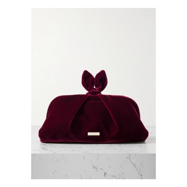 보타이 플리츠 벨벳 클러치 레드 46376663162922137