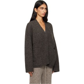 그레이 더블 페이스 가디건 AW25C1372Y119 BLACKENED
