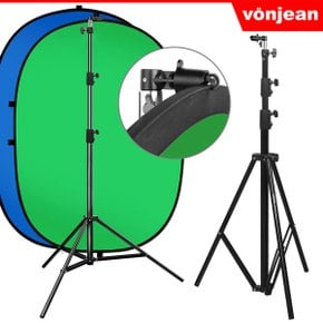 VDR-338P 촬영용 양면 그린-블루 크로마키 배경천 스탠드 SET [스튜디오 유튜브 개인방송 사진영상 촬영 배경 스크린 등]