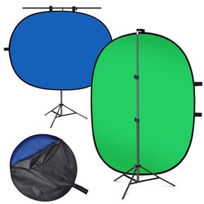 VDR-338P 촬영용 양면 그린-블루 크로마키 배경천 스탠드 SET [스튜디오 유튜브 개인방송 사진영상 촬영 배경 스크린 등]