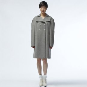 [쿠만] Pastel grey melange double breast wool blend coat