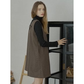 Swallow Pattern Sleeveless Dress - BROWN
