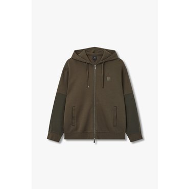 ARMANI EXCHANGE AX남성 스퀘어 로고 패치 후드 집업A414331012올리브
