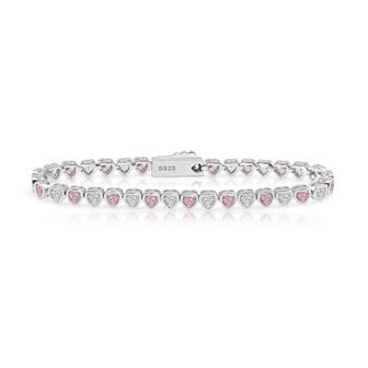 아이스볼 Ice block pink heart tennis bracelet (WG)(400024)