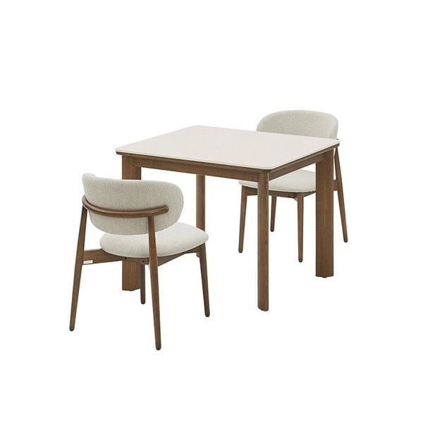 포멜로 세라믹 2인식탁세트_브라운, 패브릭체어2EA (옵션 택1)