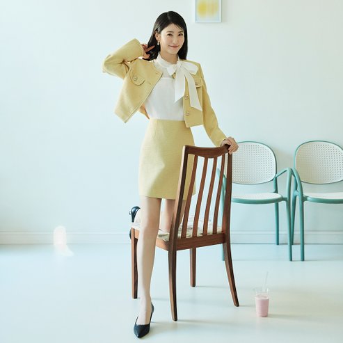 잇미샤 [25 S/S] 잇미샤 사이드 트임 트위드 스커트 ITP2ZSK500