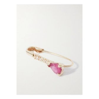 로렌 스튜어트 미니 젬스톤 세이프티 핀 루비 다이아몬드 싱글 이어링 46376663162907512