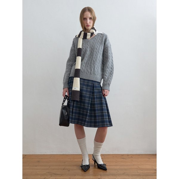 Mismatch Stripe Muffler Brown