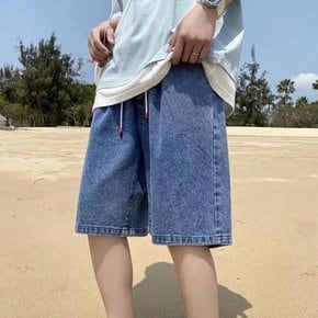 남자 데일리 5부 청반바지 남성 여름 쿨링 허리 밴딩 데님 팬츠