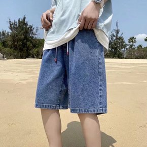 남자 데일리 5부 청반바지 남성 여름 쿨링 허리 밴딩 데님 팬츠