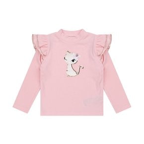 여아 겨울 핑크 골지 프릴 티셔츠 상하세트 Q55DBT090/Q55DBS030