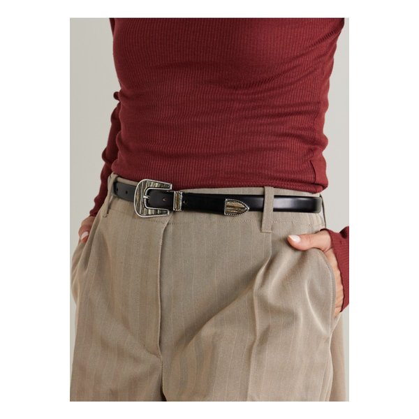 디앙슈 트래버틴 장식 가죽 벨트 블랙 46376663162870976