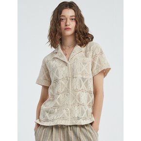 Punching Open Collar Shirt [Natural]