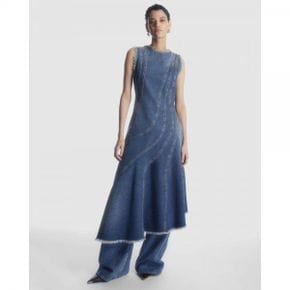 4819520 COS Asymmetric Panelled Denim Midi Dress - Blue Medium Dusty Windsor