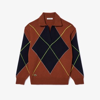 라코스테 [시흥점] 여성 아가일 오픈카라 스웨터 AF2577-54N