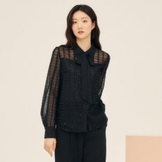타이넥 스팽글 레이스 블라우스 GP3A0BL111