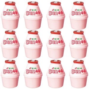  빙그레 딸기맛 우유 240ml x 12개 단지 항아리 가공우유