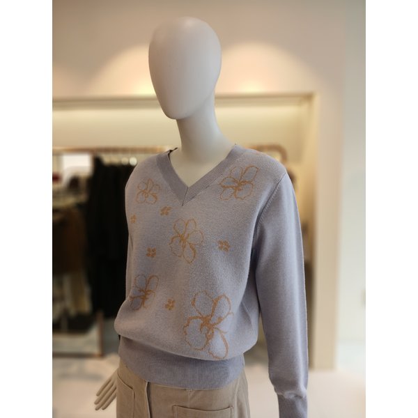 [여주점] 씨씨콜렉트 플라워패턴브이넥풀오버 E261ksk111