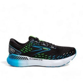 5366926 BROOKS Mens Glycerin Gts 20 Running Shoes In Black/hawiian Ocean/green