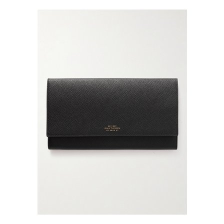 SMYTHSON 마셜 텍스처 가죽 트래블 지갑 블랙