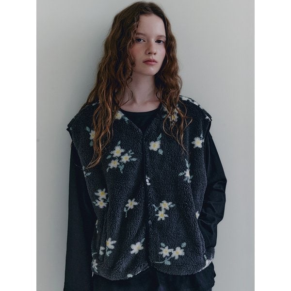 플라워 플러피 조끼 2colors