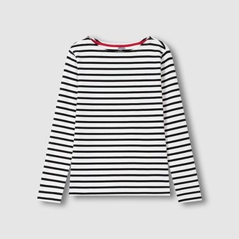 JAJU 여 코튼 스트레치 보트넥 긴팔 티셔츠 J116101036099