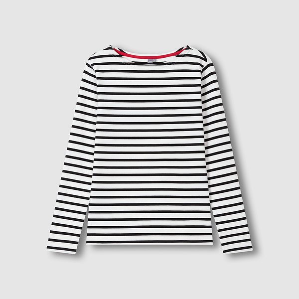 여 코튼 스트레치 보트넥 긴팔 티셔츠 J116101036099