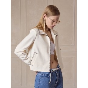 Buttonhole stitch collar jacket Cream