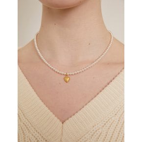 Sanding Heart Pearl Necklace (2color)